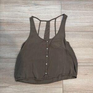 Aeropostale Olive Tank with Button Front & Pocket